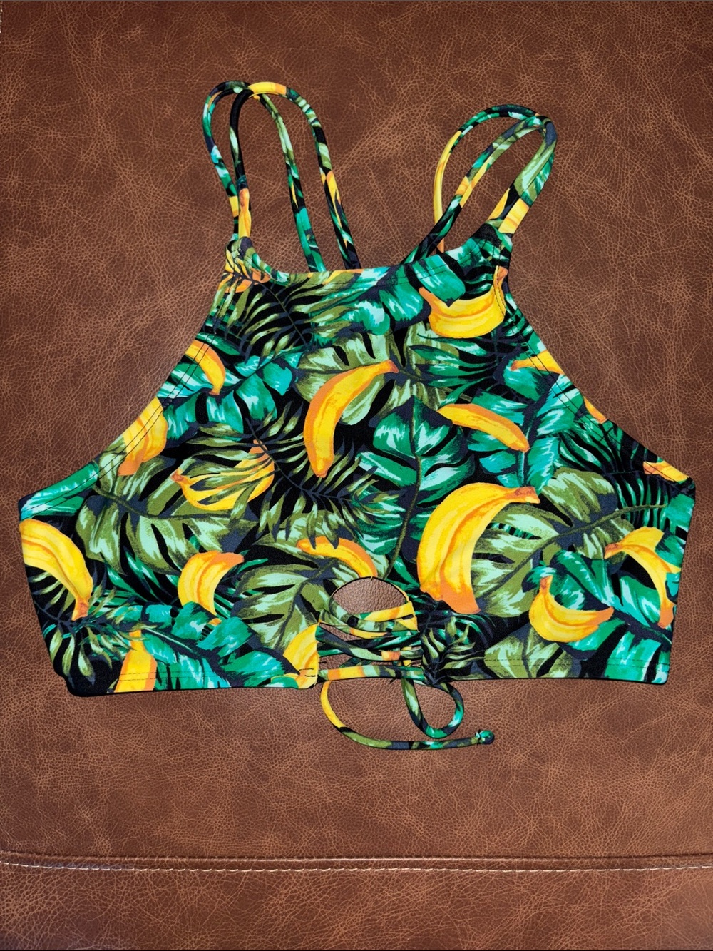 NWOT Gianni Bini Gone Bananas Yellow Tropical Print Bikini Set Women’s Medium - Picture 3 of 11